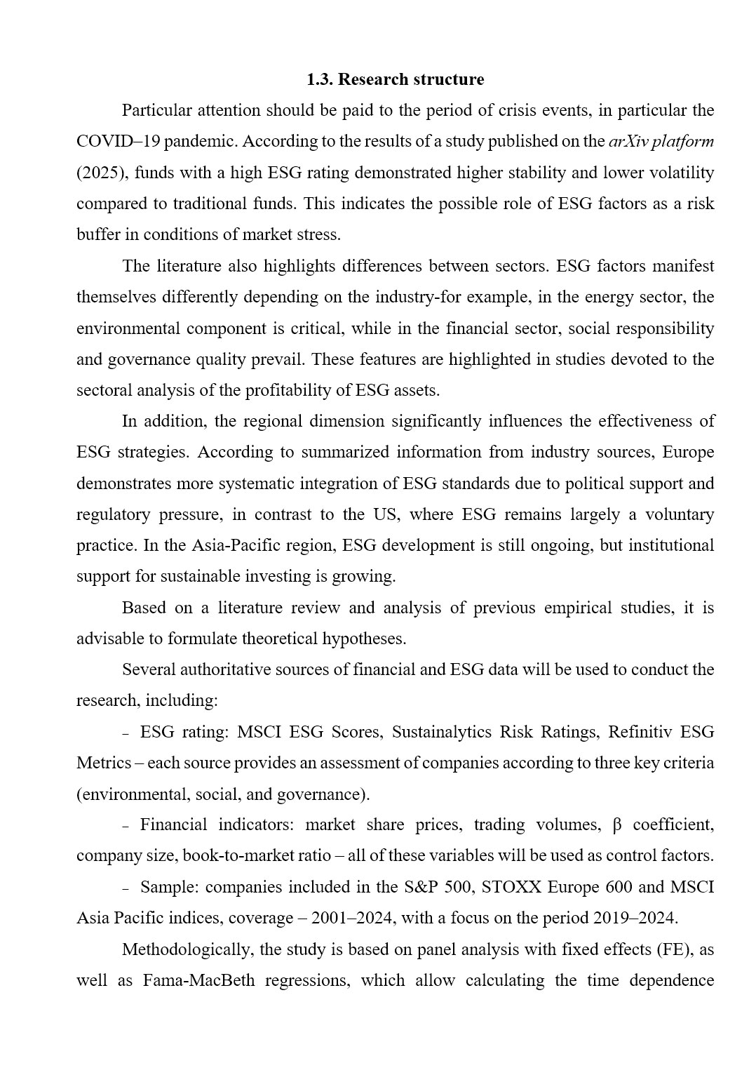 Образец оформления структуры исследования англоязычной дипломной работы уровня Bachelor’s / Master’s
