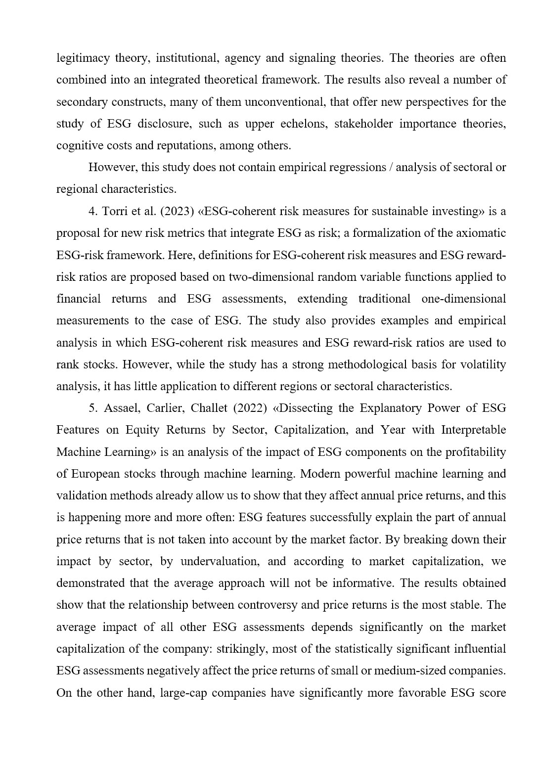 Образец оформления обзора трудов ученых в англоязычной дипломной работе уровня Bachelor’s / Master’s