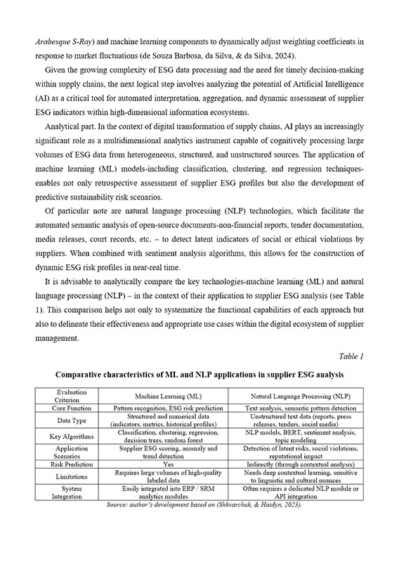 Образец оформления сравнительной таблицы в англоязычной научной статье